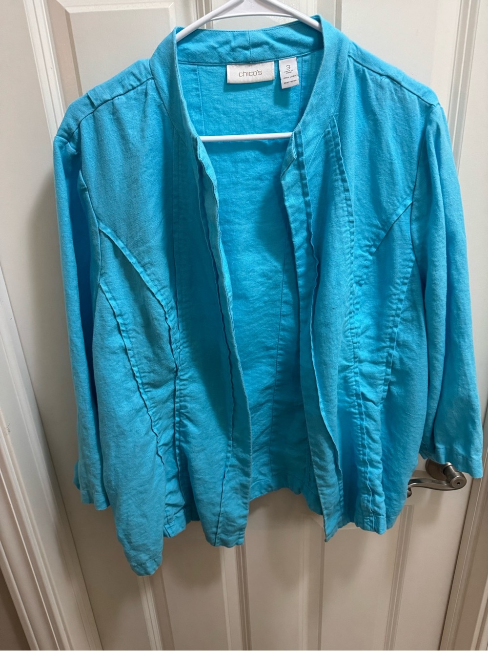 Chico's Bright Turquoise Open-Front Blazer